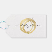 Étiquettes-cadeau Logo Luxe Faux Gold Peint Cercle Designer (Dos Horizontal)