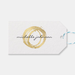 Étiquettes-cadeau Logo Luxe Faux Gold Peint Cercle Designer