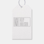 Étiquettes-cadeau Logo Moderne Grey Initiales & Nom (Devant)