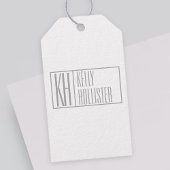 Étiquettes-cadeau Logo Moderne Grey Initiales & Nom