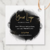 Étiquettes Cadeau Logo moderne Noir & Or Merci d'affaires (Dos)