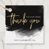 Étiquettes Cadeau Logo moderne Noir & Or Merci d'affaires (Devant)