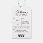 Étiquettes-cadeau Logo noir et blanc minimal prix Hang (Dos)