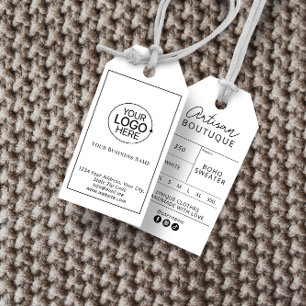 Étiquettes-cadeau Logo noir et blanc minimal prix Hang