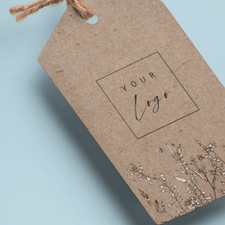 Étiquettes-cadeau Logo Personnalisé fleur sauvage Balises Kraft Hang