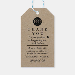 Étiquettes-cadeau Logo personnalisé Kraft papier merci pour l'étique
