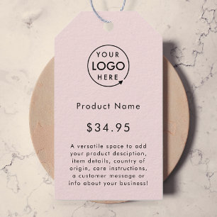 Étiquettes-cadeau Logo rose pâle   Balises de prix du magasin profes