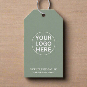 Étiquettes-cadeau Logo Sage Green L Entreprise Marquée