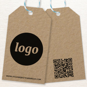 Étiquettes-cadeau Logo simple avec texte et codes QR Balises commerc