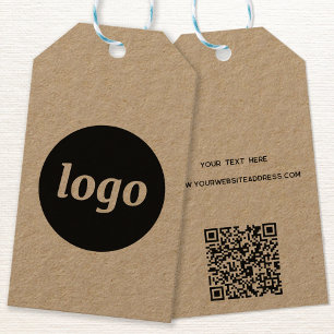 Étiquettes-cadeau Logo simple avec texte et codes QR Balises commerc