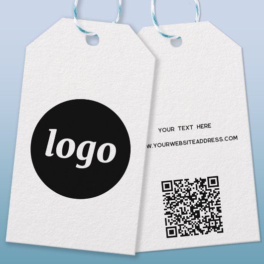 Étiquettes-cadeau Logo simple avec texte et codes QR Balises commerc