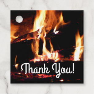 Étiquettes Cadeau Logs dans la cheminée Photographie de feu chaud
