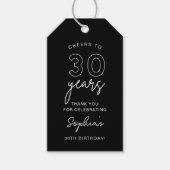 Étiquettes-cadeau LOLA 30e anniversaire Black Favor (Devant)