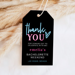 Étiquettes-cadeau LOLA Neon Bleu Rose Enterrement de Vie de Jeune Fi