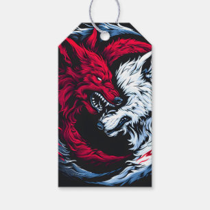 Étiquettes-cadeau Loup lunaire double sauvage