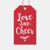 Étiquettes-cadeau Love and Cheer Red Brossé Script Holiday (Devant)