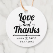 Étiquettes Cadeau Love and Thanks élégant mariage de typographie (Devant)