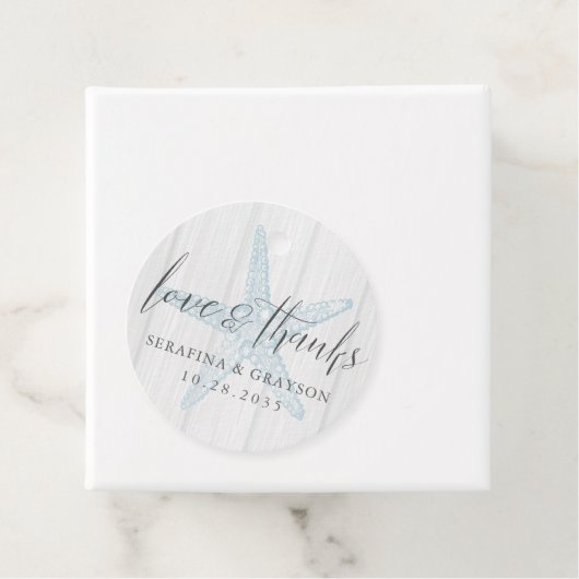 Étiquettes Cadeau Love and Thanks Rustic Beach Starfish (En situation)