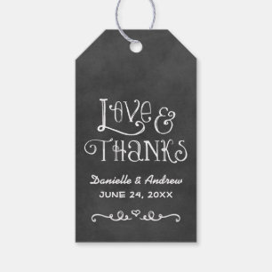 Étiquettes-cadeau Love and Thanks Rustic Script Chalkboard Mariage