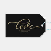 Étiquettes-cadeau Love Chic Gold Script Noir (Devant (Horizontal))
