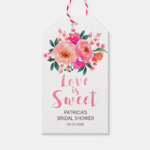 Étiquettes-cadeau Love est Douce Faveur de Fleur Rose pour Mariage
