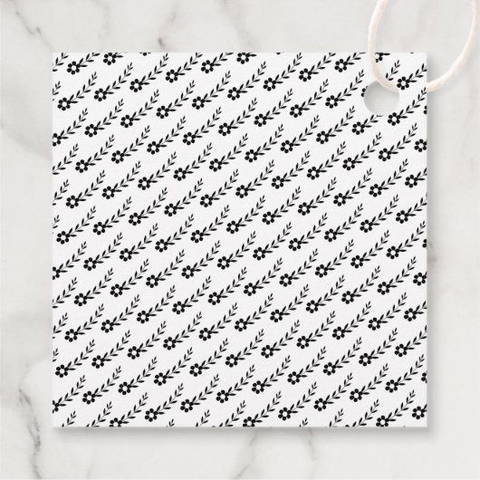 Étiquettes Cadeau Love et Merci typographie noire, fleurs mariage (Dos)