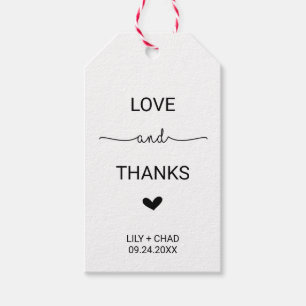 Étiquettes-cadeau Love Hearts Love et Merci