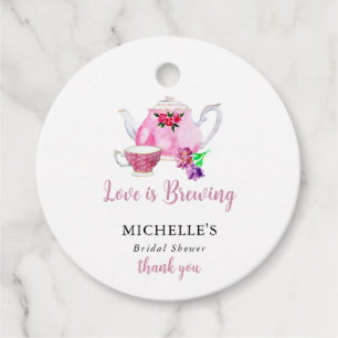 Étiquettes Cadeau Love is Brewing Baby Shower de mariage à thé 