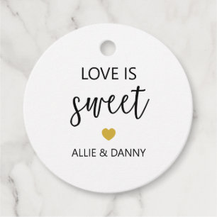 Étiquettes Cadeau Love is Sweet Gift Tags, Mariage or ou douche