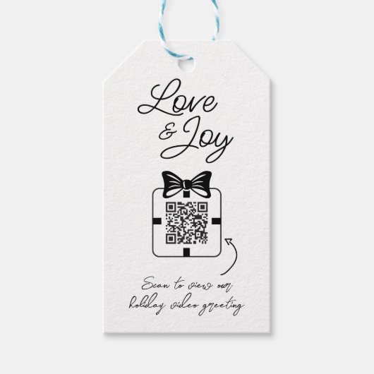 Étiquettes-cadeau Love & Joy Code QR Message Vidéo Famille Photo (Devant)