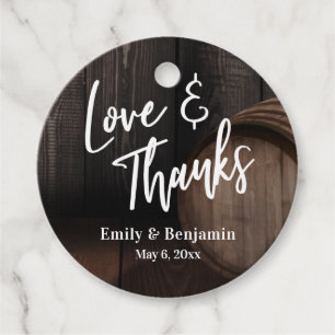 Étiquettes Cadeau Love & Merci Typographie Décontractée avec tonneau