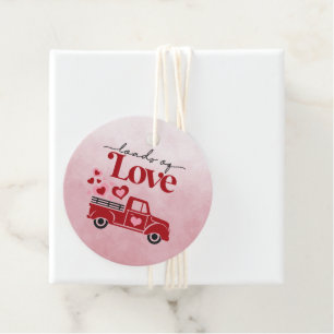 Étiquettes Cadeau Love Red Truck Hearts Valentine