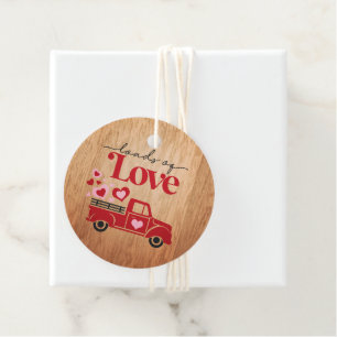 Étiquettes Cadeau Love Red Truck Hearts Valentine