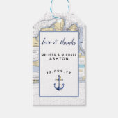 Étiquettes-cadeau Love & Thanks Nautical Chart Ancre Mariage d'événe (Devant)