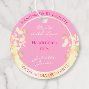 Étiquettes Cadeau Lovely Pink and Gold Glam Floral Produit Marketing