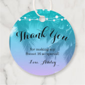 Étiquettes Cadeau Luau Turquoise rose doux 16 Merci (Dos)