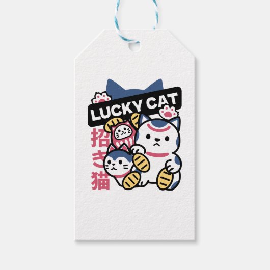 Étiquettes-cadeau Lucky Cat Maneki Neko – Japanese Fortune Cat  (Devant)