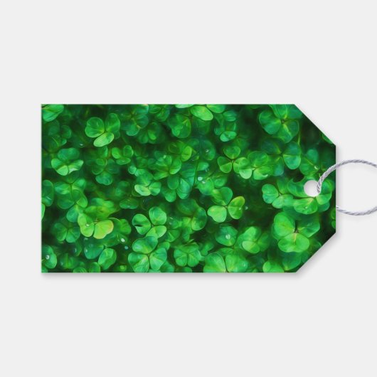 Étiquettes-cadeau Lucky Celtic Irish Green Shamrocks (Devant (Horizontal))