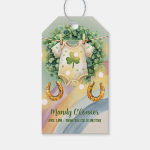 Étiquettes-cadeau Lucky Charm Shamrock et Baby shower Rainbow