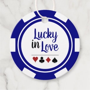 Étiquettes Cadeau Lucky In Love Marine Blue et White Vegas Mariage