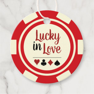 Étiquettes Cadeau Lucky In Love Red Poker Chip Las Vegas Mariage