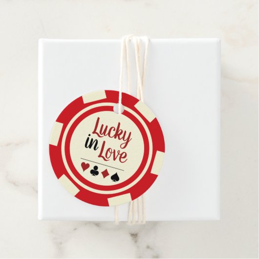 Étiquettes Cadeau Lucky In Love Red Poker Chip Las Vegas Mariage (En situation)