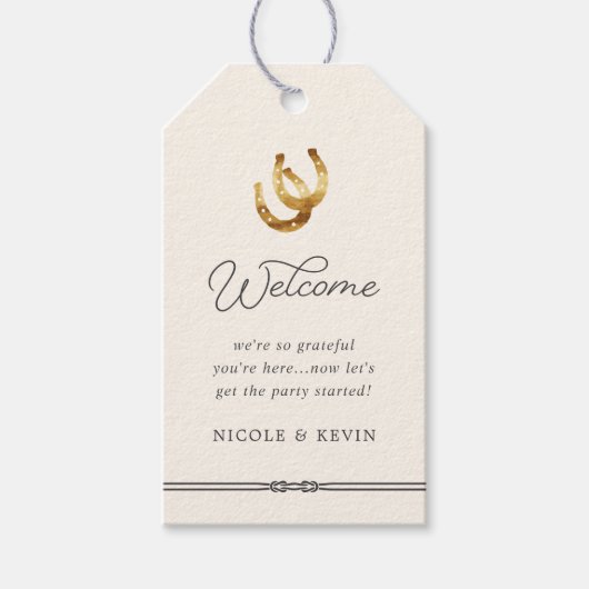 Étiquettes-cadeau Lucky in Love | Rustic Horseshoe Mariage Bienvenue (Devant)