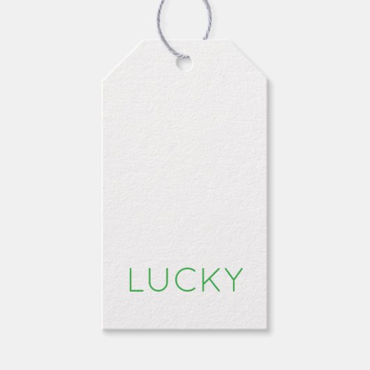 Étiquettes-cadeau LUCKY Modern Typography Shamrock Fun irlandais (Devant)