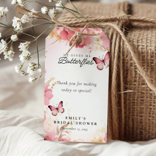 Étiquettes-cadeau Lui me donne des papillons Shower de mariage