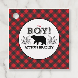 Étiquettes Cadeau Lumberjack Bear Boy Baby shower Favoriser les étiq
