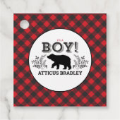 Étiquettes Cadeau Lumberjack Bear Boy Baby shower Favoriser les étiq (Devant)