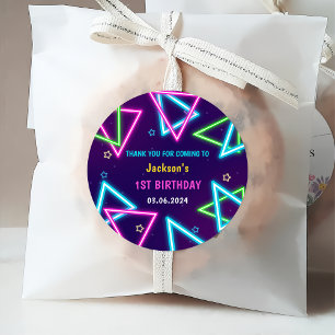 Étiquettes Cadeau Lumières de Neon lumineux Merci fête d'anniversair