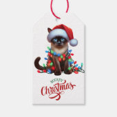 Étiquettes-cadeau Lumières de Noël des chats chats de Siamese (Devant)