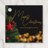 Étiquettes Cadeau Lumières dorées Joyeux Noël moderne (Devant)